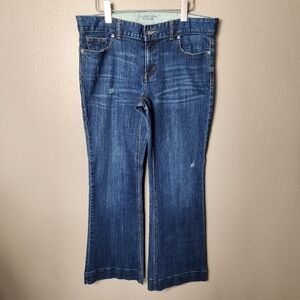 Lands End Womens Low Rise Fit & Flare Dark Wash Jeans-Size 33